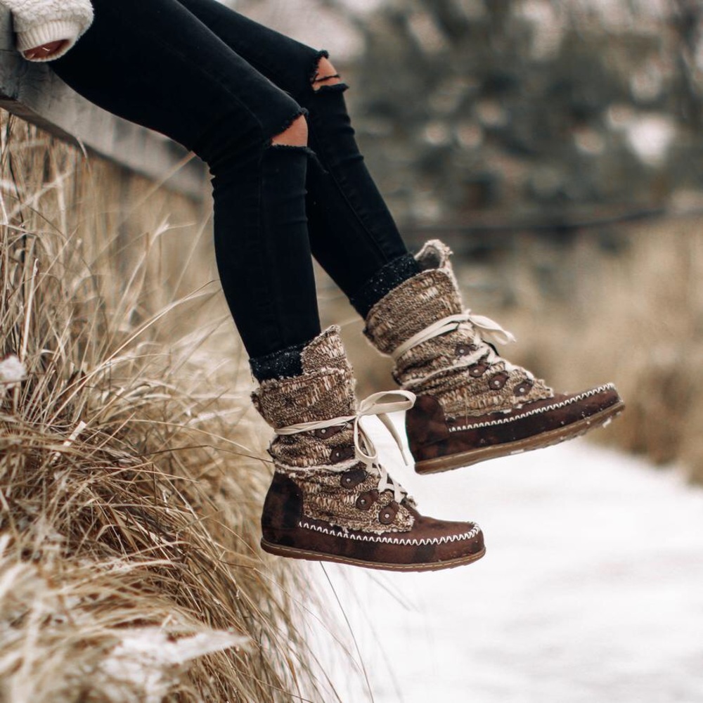 NEW! Muk Luks cozy sweater brown fold boot Lilly